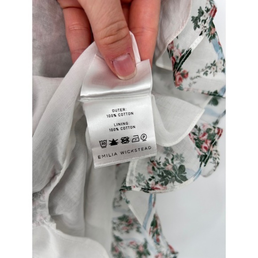 Emilia Wickstead Molly Dress Mini Floral Roses Ribbon Cotton Pink Blue 6 - Picture 13 of 14